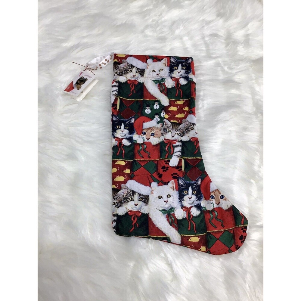 Rachael Hale Cat Kitties Christmas Holiday Stocking Sock 17"